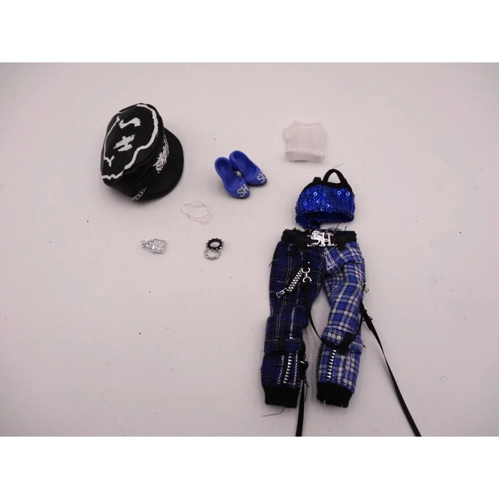 Rainbow Vision Shadow‎ High UMA VANHOOSE Punk NEON Blue PLAID clothes hat Shoes
